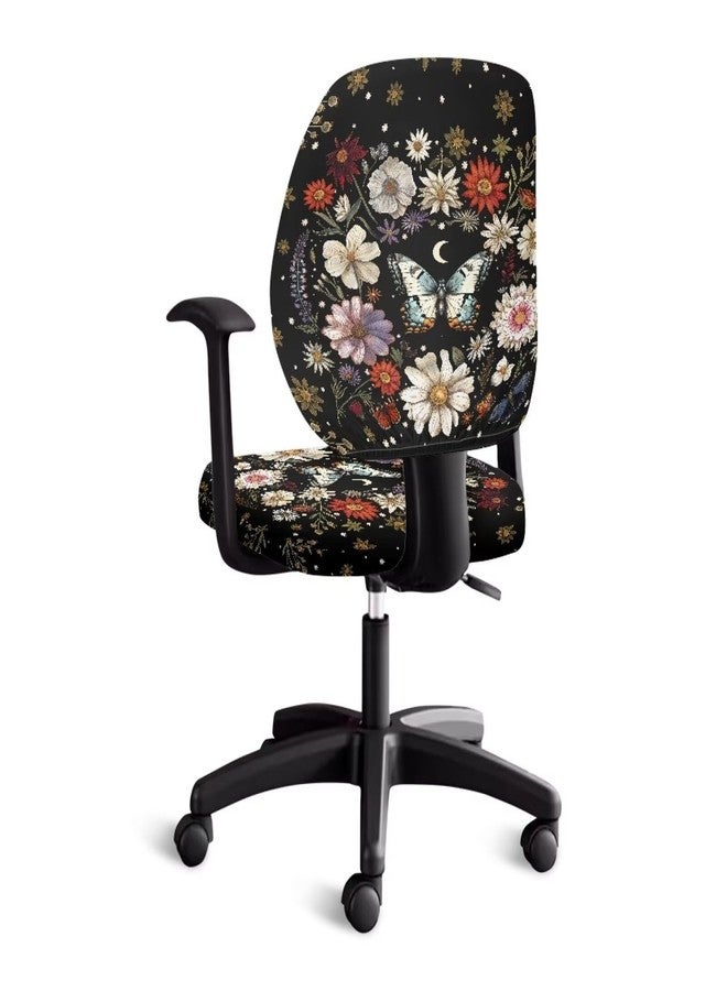 Talayituse Butterfly Daisy Moon Print Office Chair Cover Stretchable Desk Chair Cover Thick Chair Seat Cover Computer Chair Covers Slipcover for Universal Office Chair - Image 5
